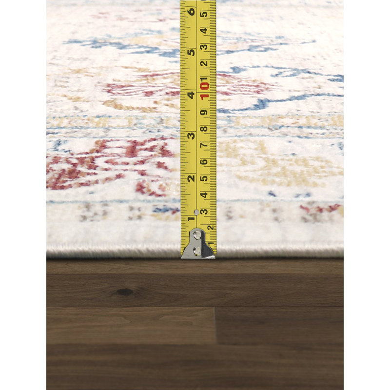 Elegant Ivory Synthetic Runner Rug, 2'6" x 10', Machine-Made
