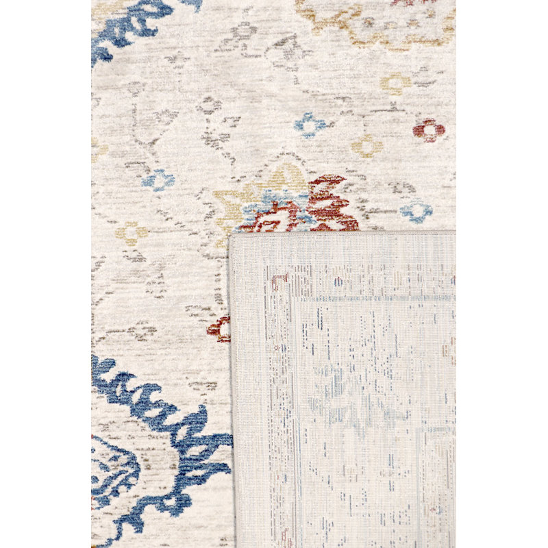 Elegant Ivory Synthetic Runner Rug, 2'6" x 10', Machine-Made
