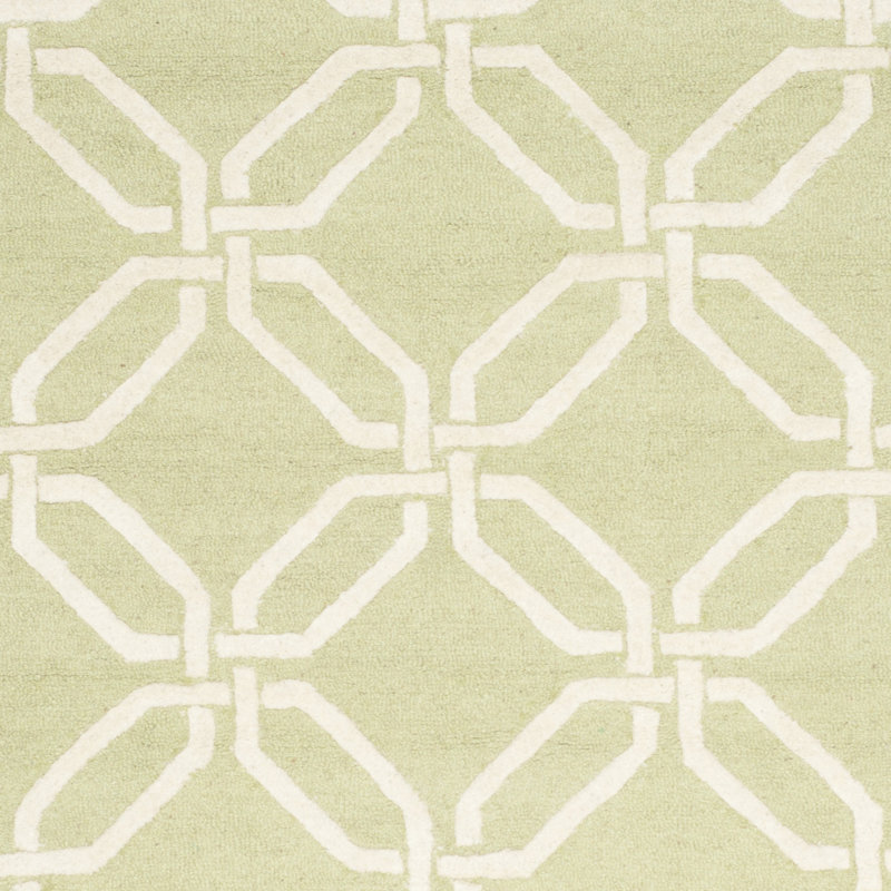 Lime and Ivory 8' x 10' Handmade Wool Tufted Rug
