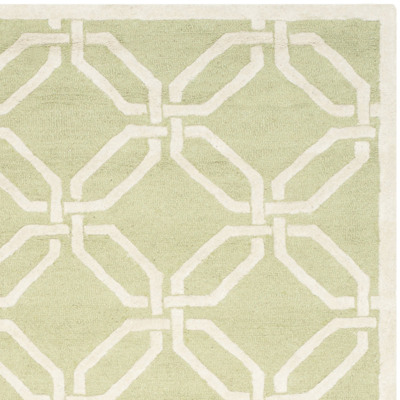 Lime and Ivory 8' x 10' Handmade Wool Tufted Rug