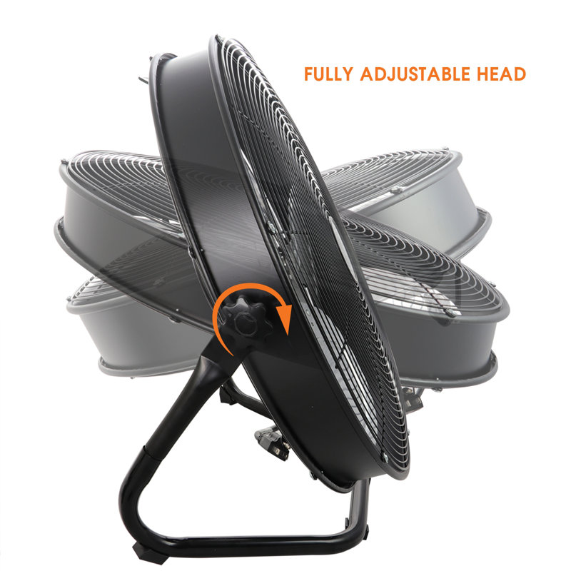 Tuxedo Black 20" Industrial Metal Floor Fan with 3-Speed & Tilt Head