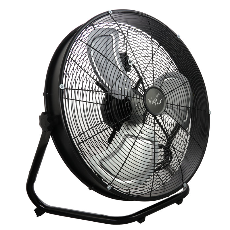 Tuxedo Black 20" Industrial Metal Floor Fan with 3-Speed & Tilt Head