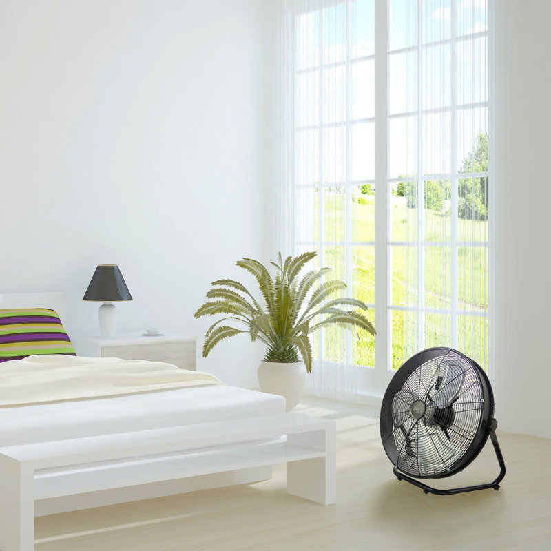 Tuxedo Black 20" Industrial Metal Floor Fan with 3-Speed & Tilt Head