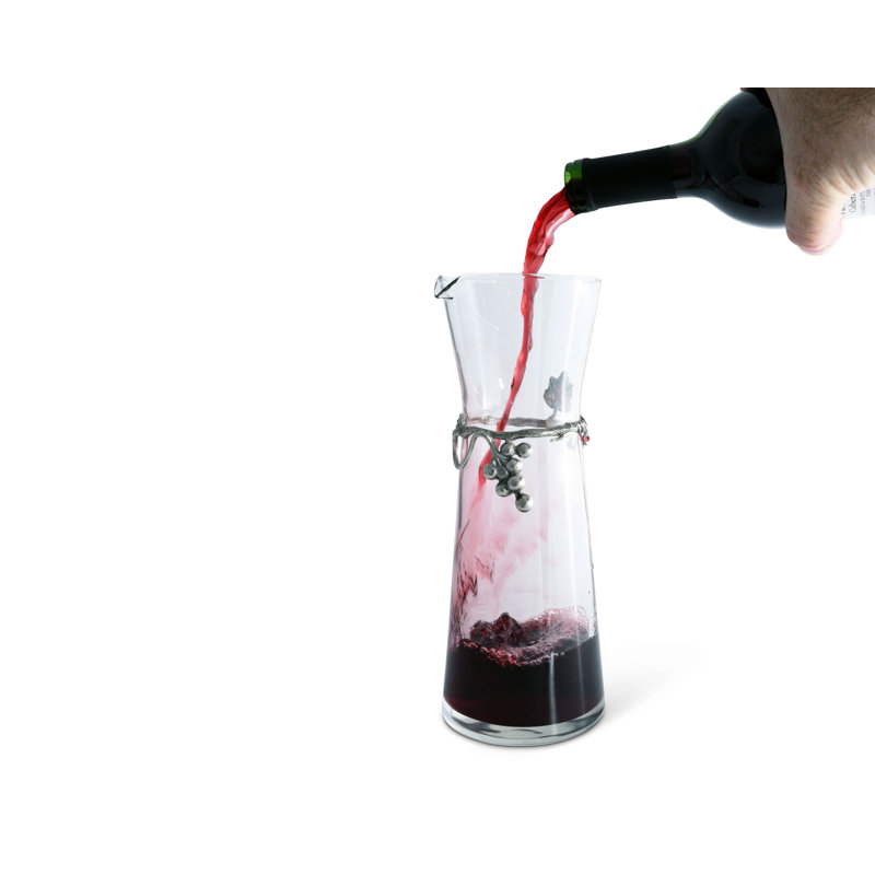 Elegant Vineyard Pewter-Embellished Wine Carafe