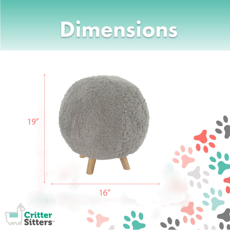 Plush Gray Round Pouf Ottoman with Sturdy Legs