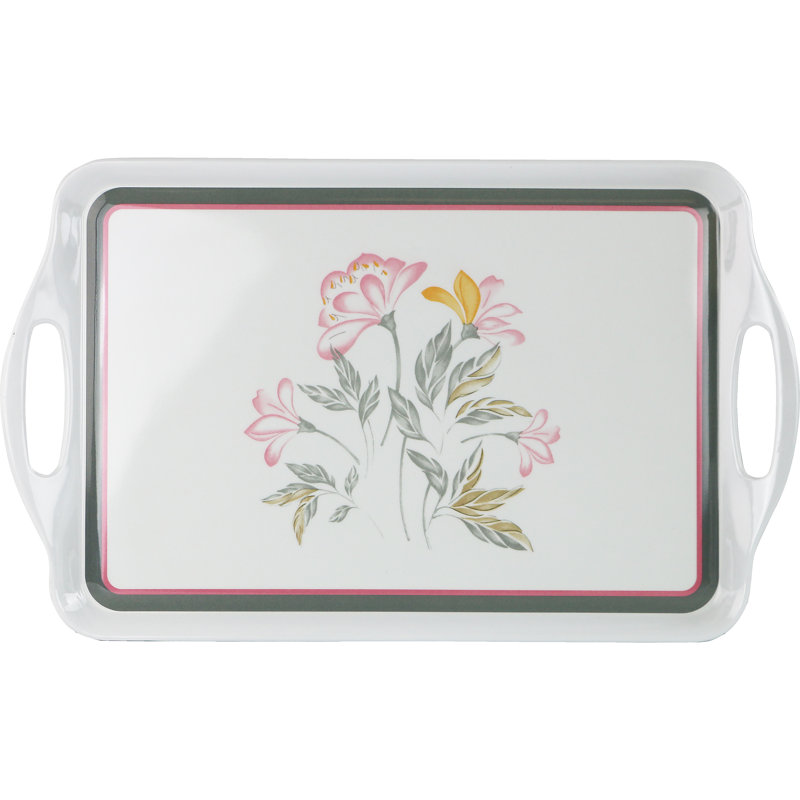 Elegant Rectangular Melamine Serving Tray in Peach-Pink