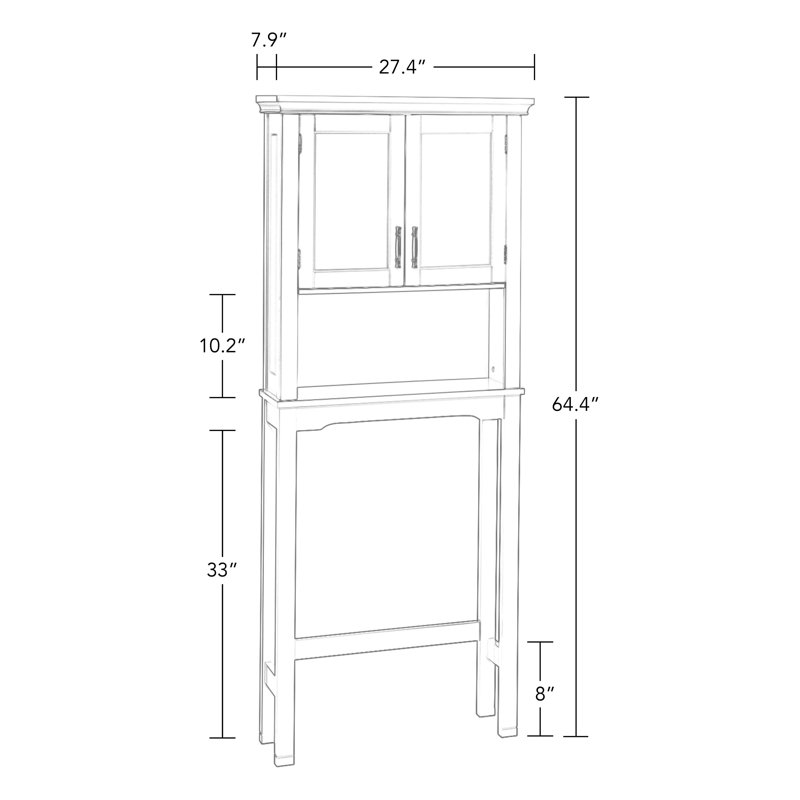Transitional Gray Engineered Wood Over-the-Toilet Storage with Adjustable Shelves