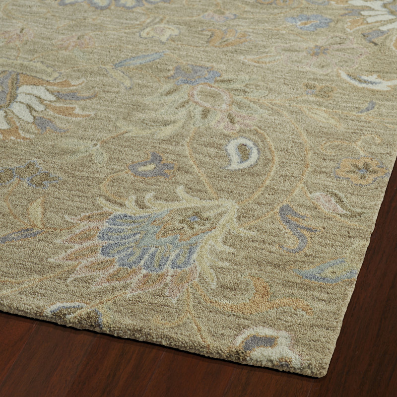 Helena Hand-Tufted Light Brown Wool Floral Rug