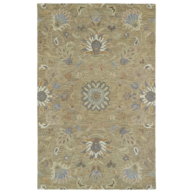 Helena Hand-Tufted Light Brown Wool Floral Rug