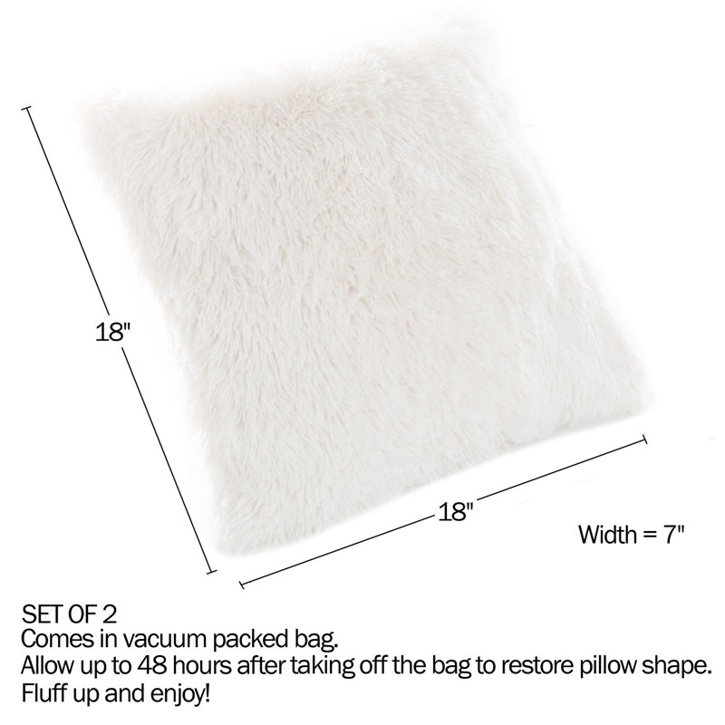 White Faux Fur and Suede 17-Inch Square Pillow Set