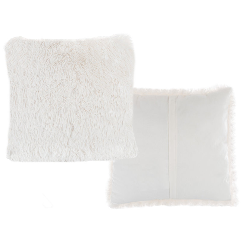White Faux Fur and Suede 17-Inch Square Pillow Set
