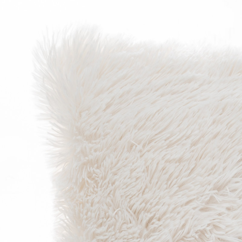 White Faux Fur and Suede 17-Inch Square Pillow Set