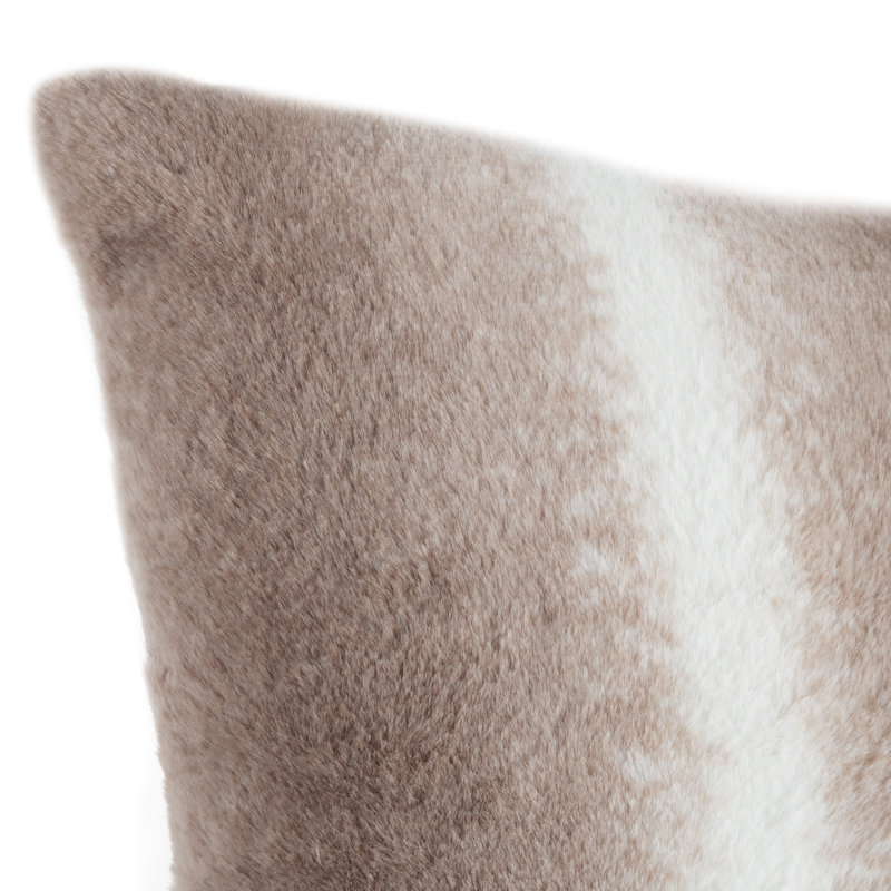 11x19" Variegated Gray and White Faux Fur Lumbar Pillow Set