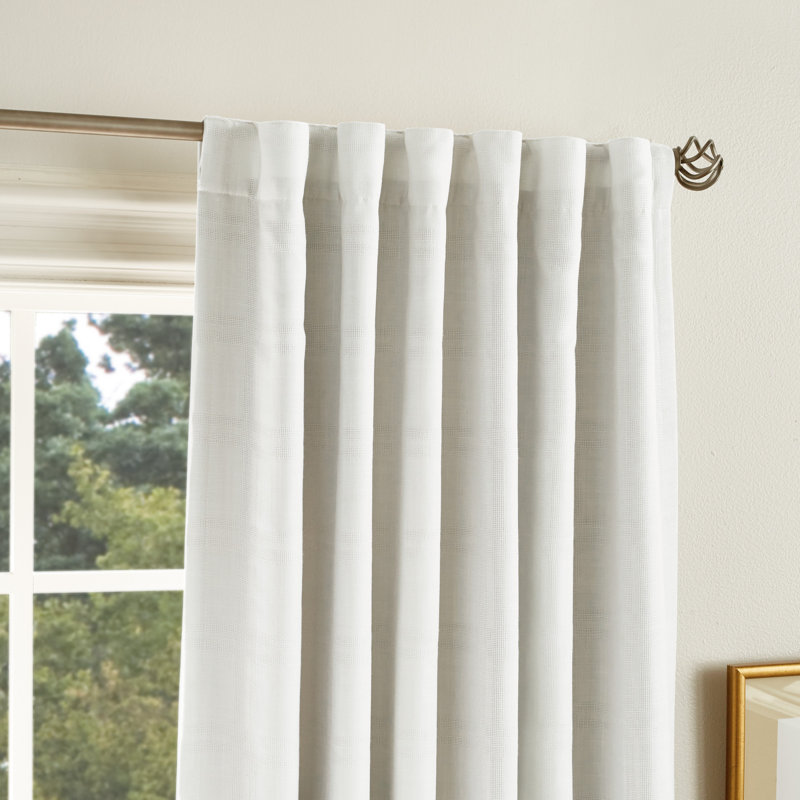 Bedford Woven Plaid 95" Beige Blackout Back Tab Curtains