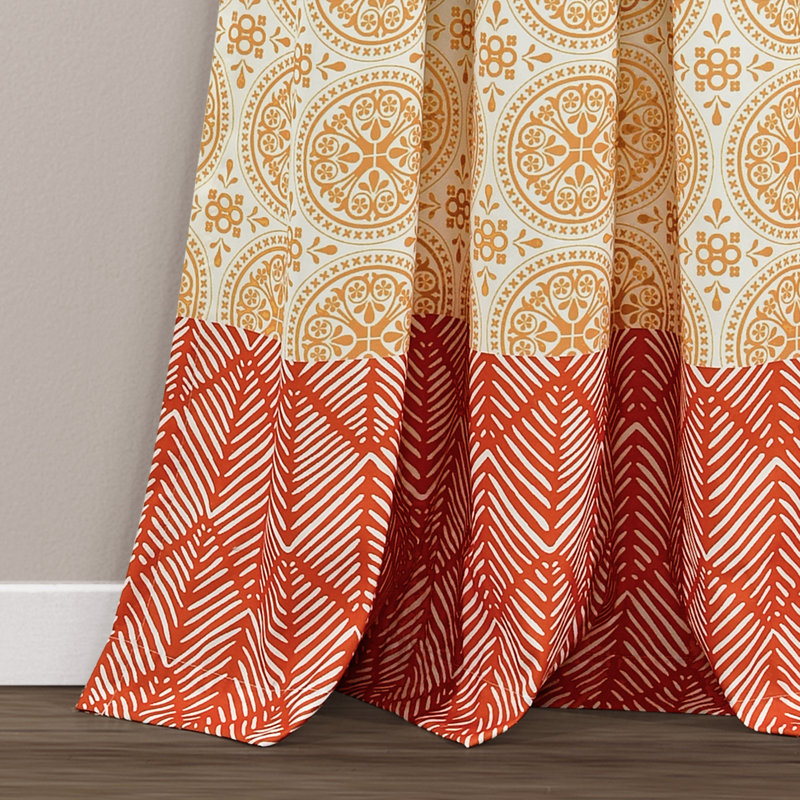 Fuchsia and Orange Bohemian Stripe Light-Filtering Curtain Panels
