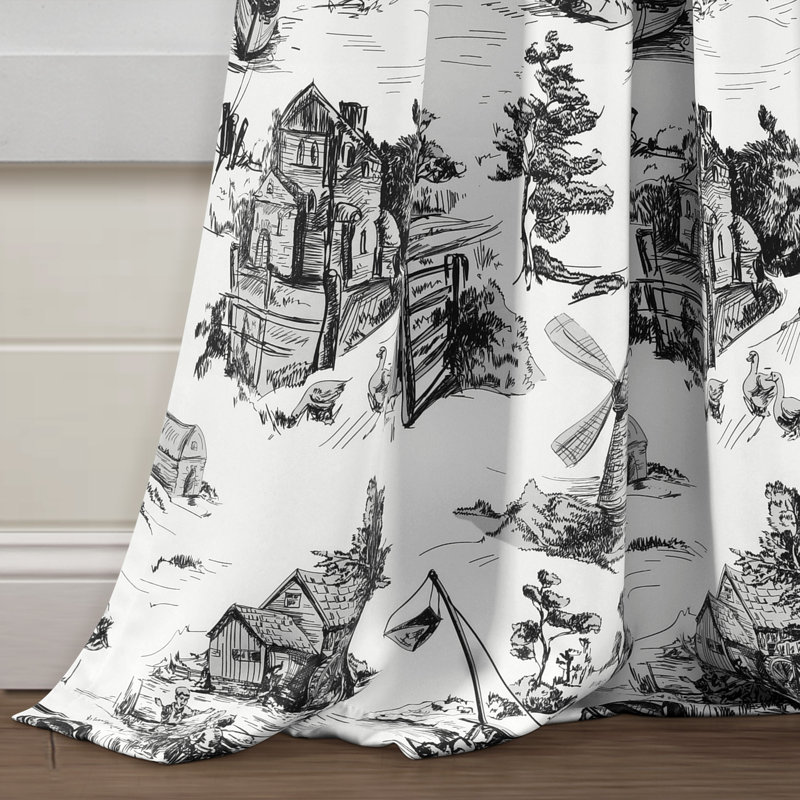 White and Charcoal Polyester Room Darkening Extra Long Curtains