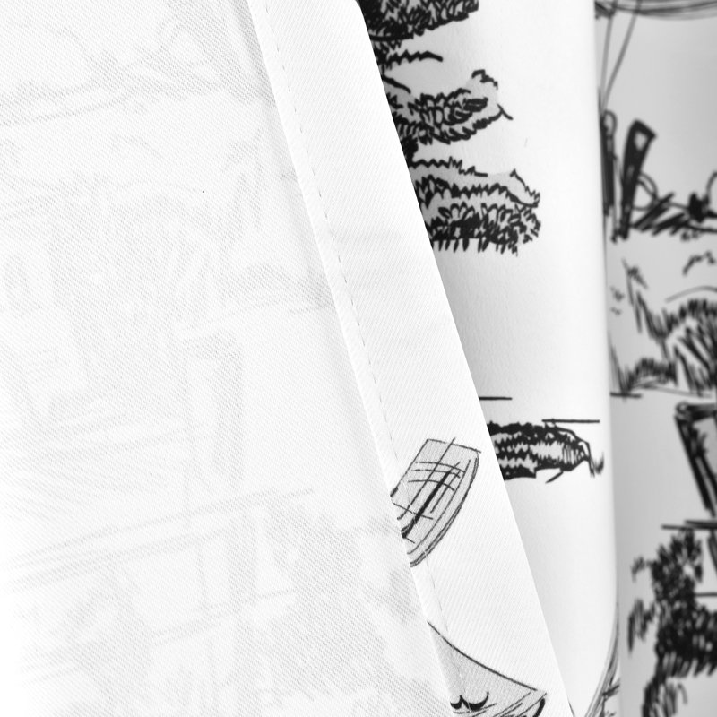 White and Charcoal Polyester Room Darkening Extra Long Curtains