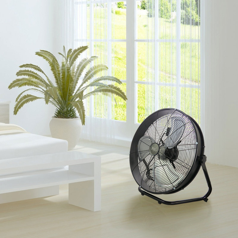 Tuxedo Black 20" Industrial Metal Floor Fan with 3-Speed & Tilt Head