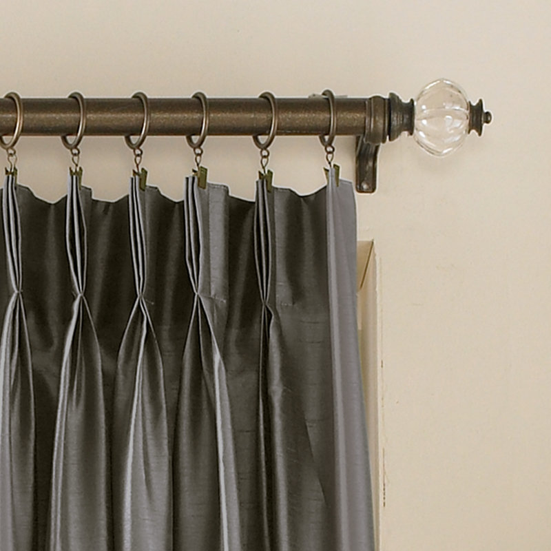 Pewter Faux Silk Room Darkening Curtain Panel