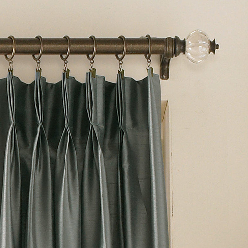 Teal Faux Silk Room Darkening Curtain Panel