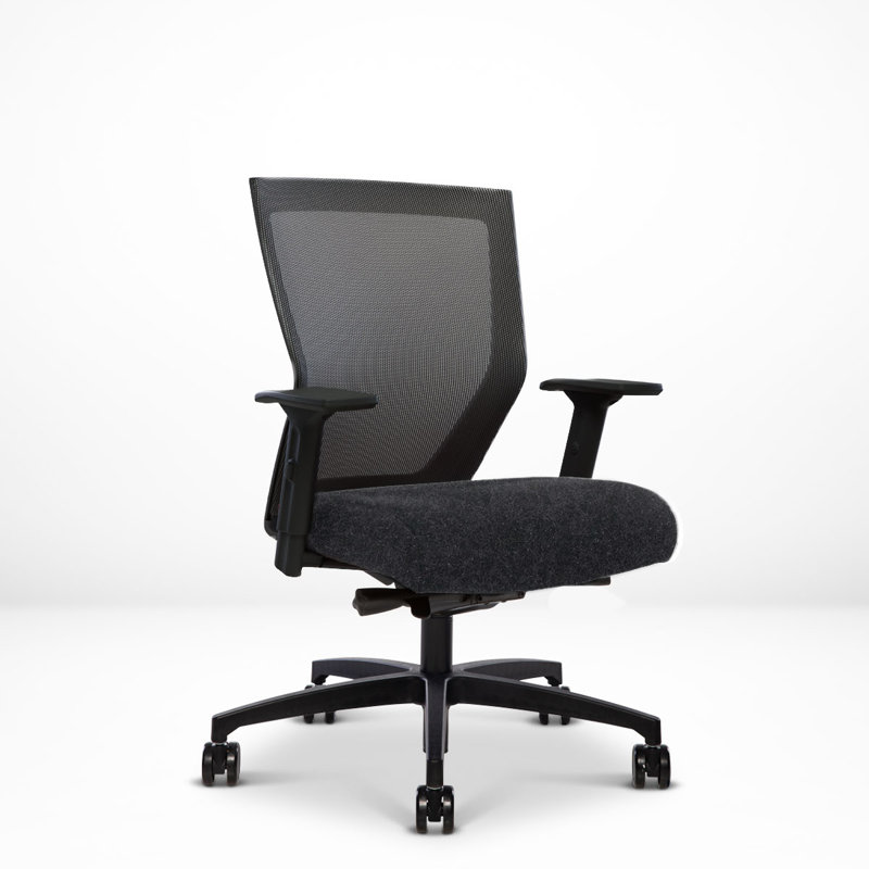 Run II Ergonomic Mid-Back Task Chair with Adjustable Arms in Black