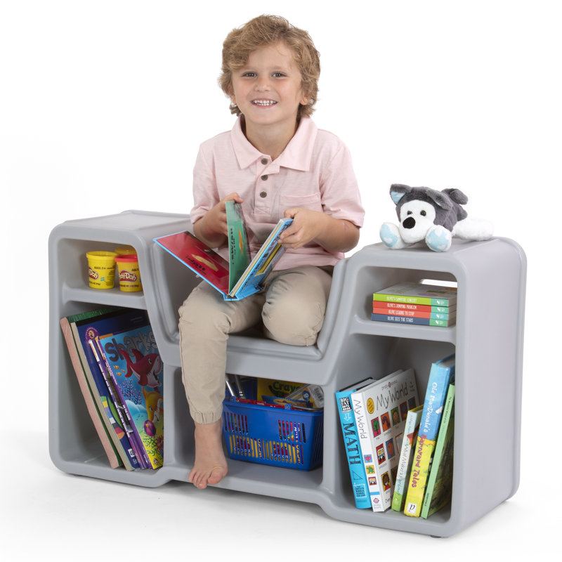 Simplay3 Cozy Gray Cubby Reading Nook for Kids
