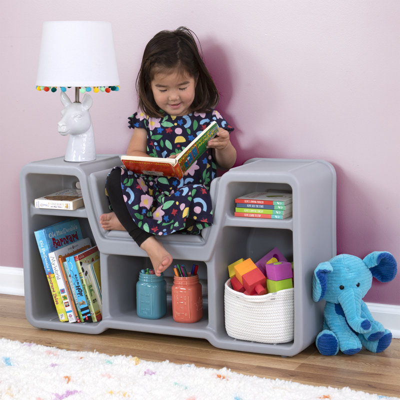 Simplay3 Cozy Gray Cubby Reading Nook for Kids