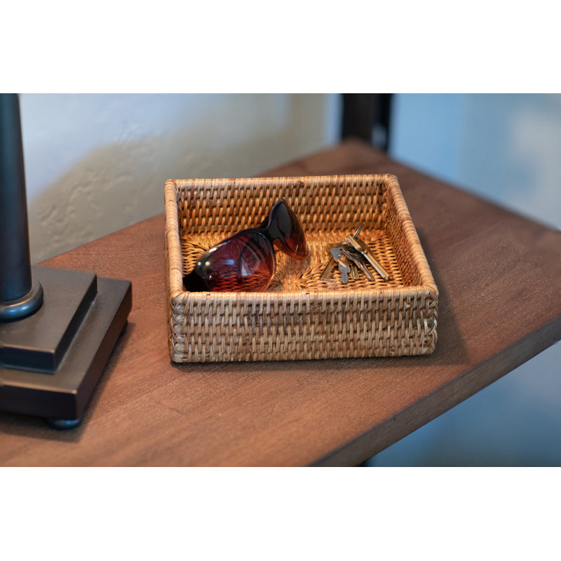 Honey Brown Rattan Square Napkin Holder