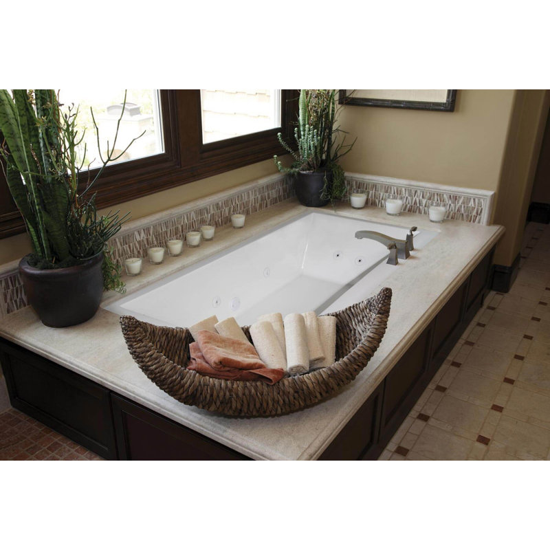 Eileen 74'' White Acrylic Drop-in Bathtub with Jets