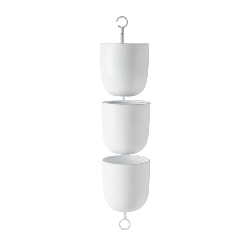 The Novogratz Layered White Metal Wall Planter, 12" x 25"