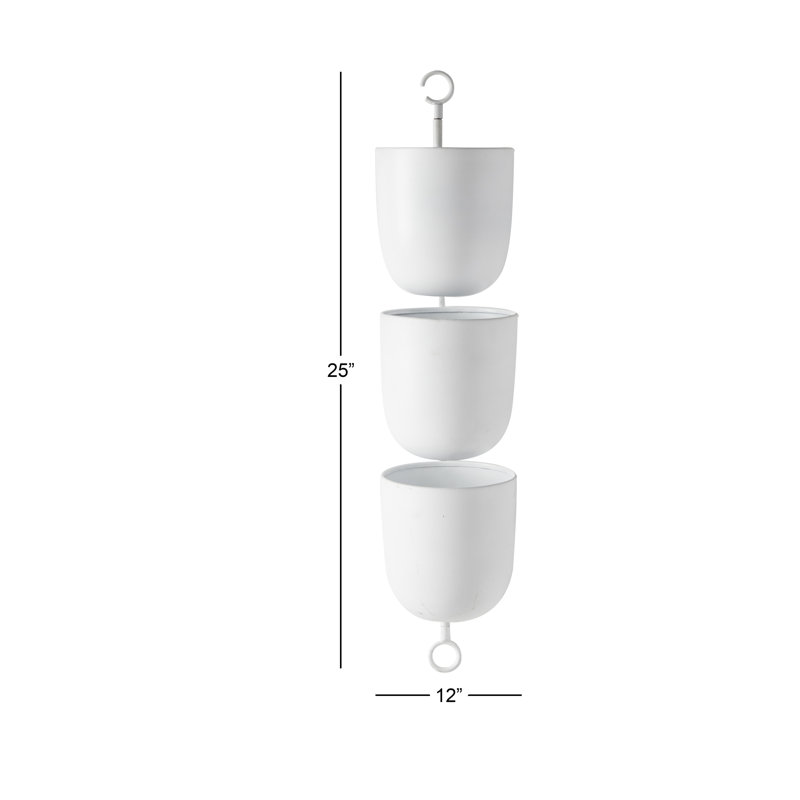 The Novogratz Layered White Metal Wall Planter, 12" x 25"