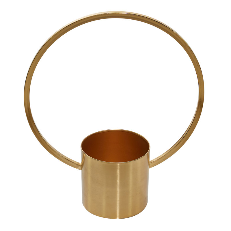 CosmoLiving Glam Gold Metal Geometric Wall Planters, Set of 2
