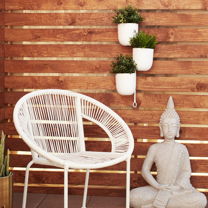 The Novogratz Layered White Metal Wall Planter, 12" x 25"