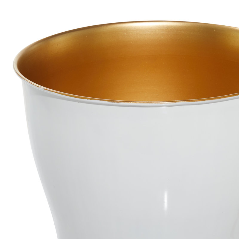 Farmhouse Chic White & Gold Metal Planters with X-Shaped Stand, Set of 2