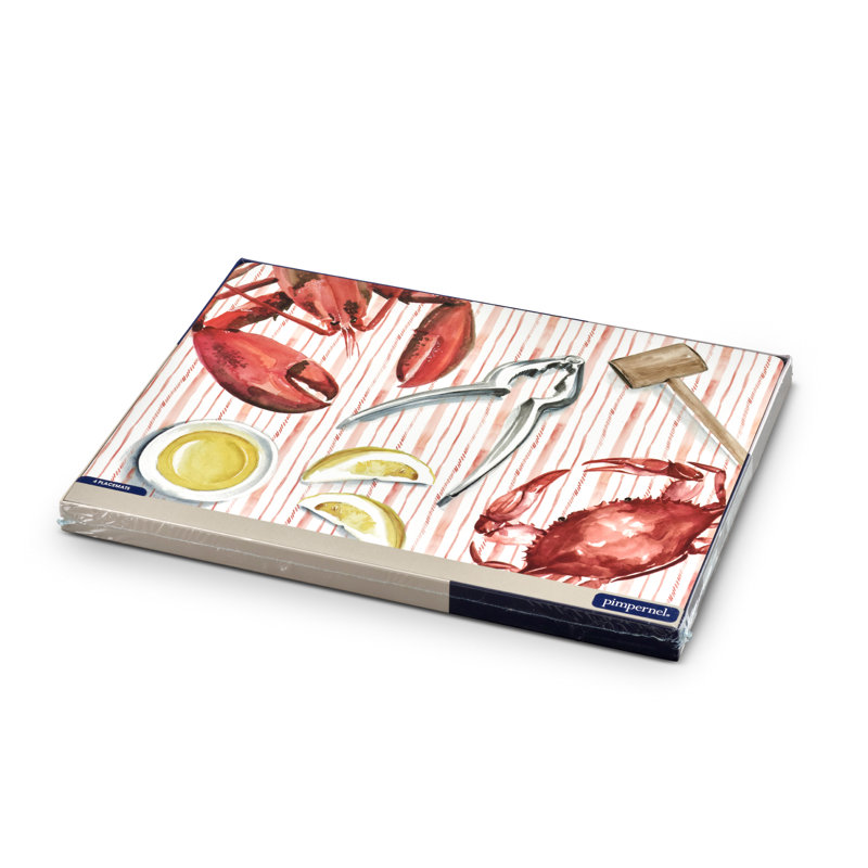 Summer Feast Red and White Cork Placemats Set of 4