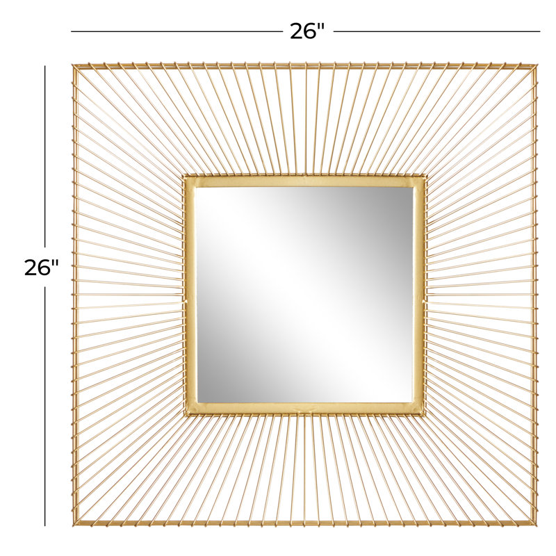 Elegant Square Gold Starburst Wall Mirror 26" x 26"