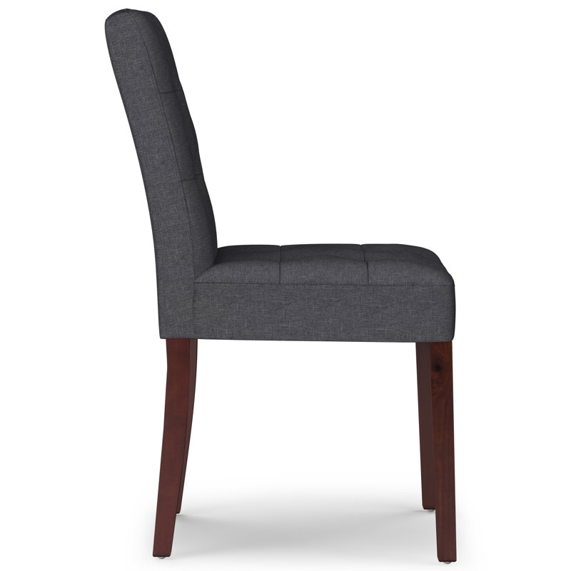 Slate Grey Faux Leather Upholstered Parsons Side Chair