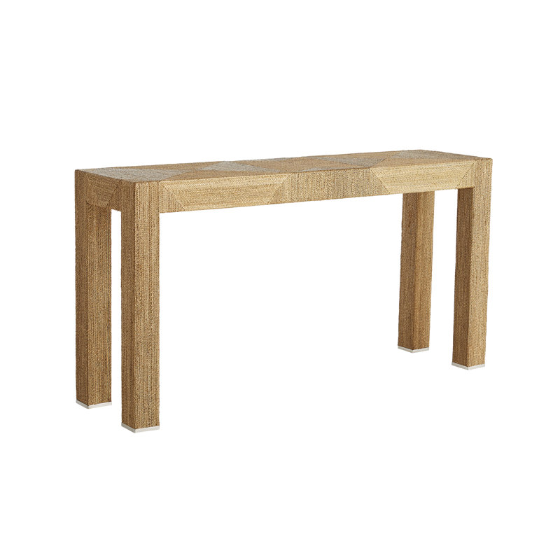 Palmetto 60'' Natural Woven Rope and Glass Console Table with Storage