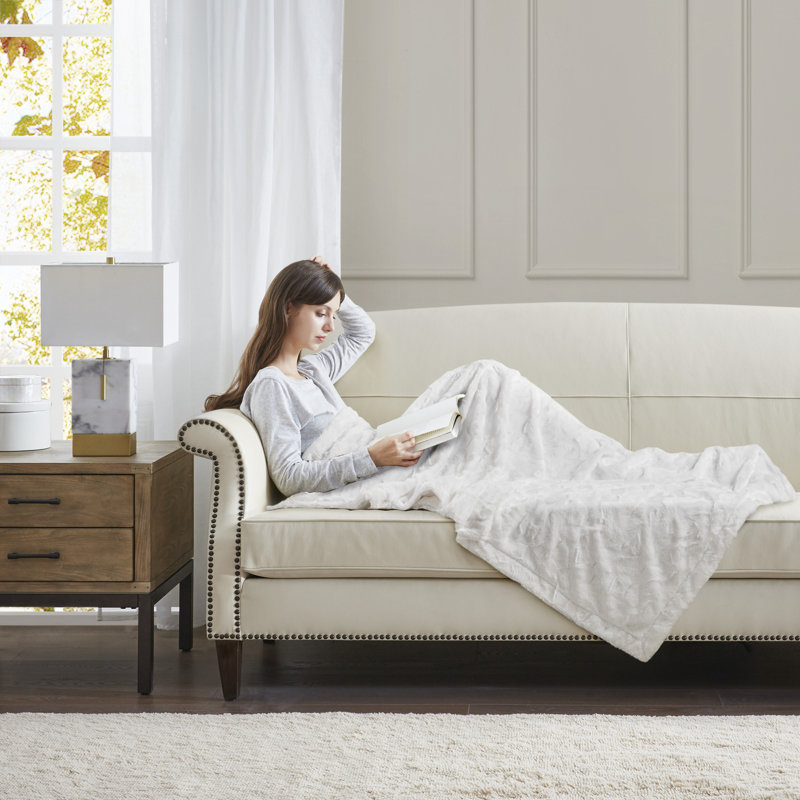 White Oversized Faux Fur Reversible Throw Blanket