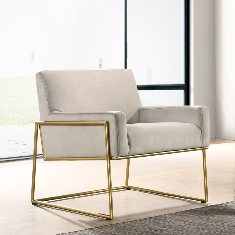 Milano Abalone Gray Velvet & Gold Steel Lounge Chair