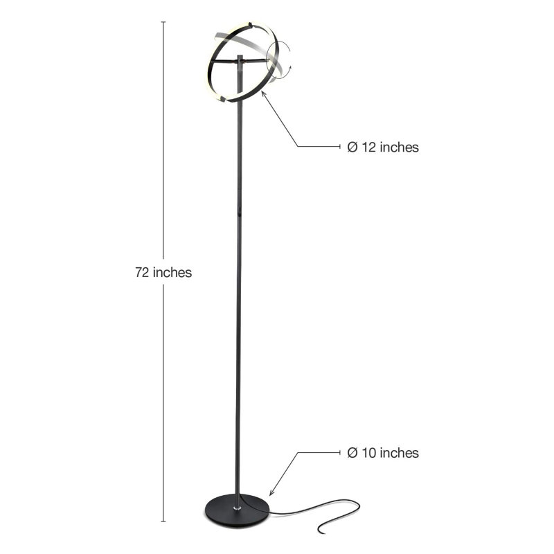 Halo Split Black Adjustable LED Torchiere Floor Lamp