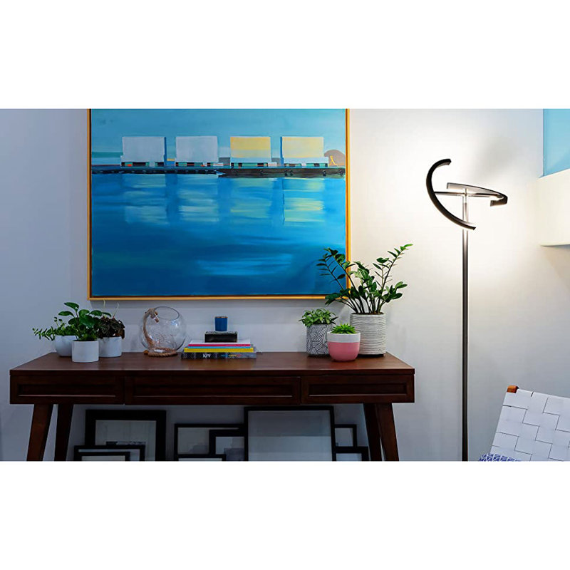 Halo Split Black Adjustable LED Torchiere Floor Lamp