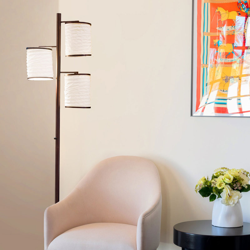 Liam Bronze Multi-Head LED Floor Lamp with Fabric Shades