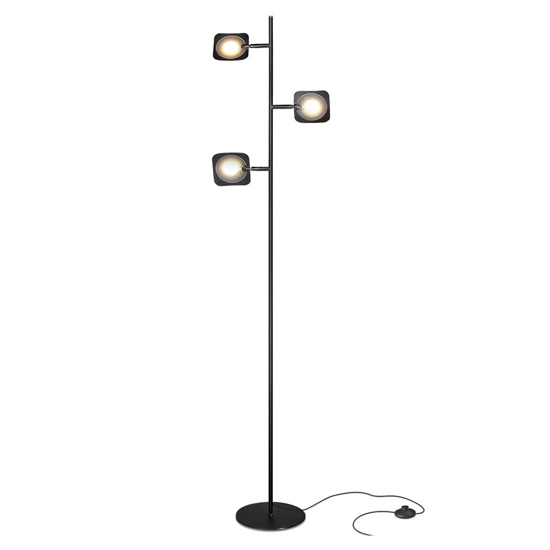 Black Adjustable Multi-Head LED Floor Lamp with 3-Way Switch