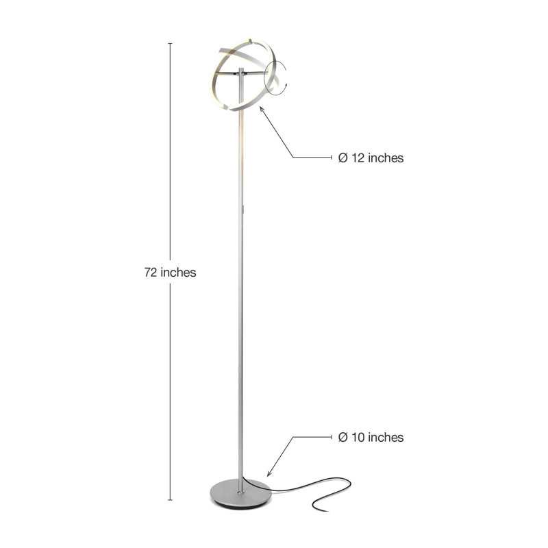 Halo Split Adjustable 72" Silver LED Torchiere Floor Lamp for Kids