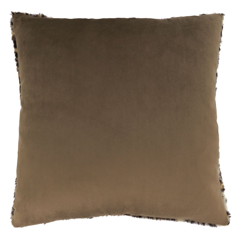 22" Brown Cheetah Print Faux Fur Square Throw Pillow