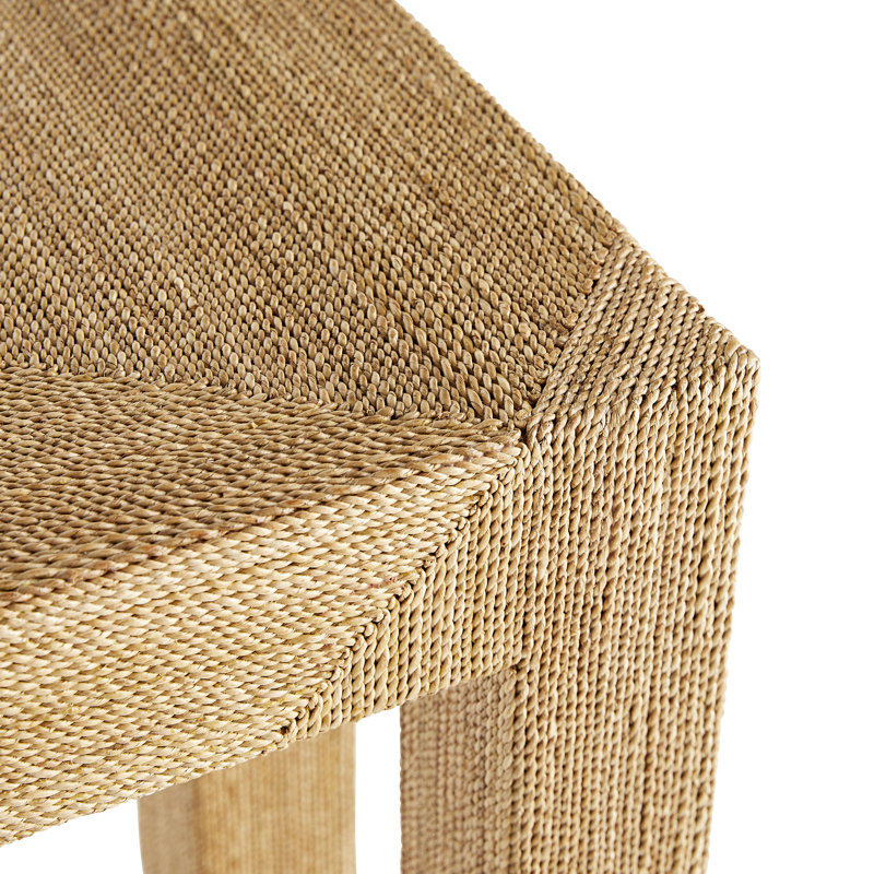 Palmetto 60'' Natural Woven Rope and Glass Console Table with Storage