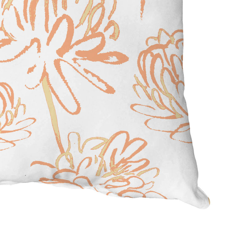 Orange Blossom Floral Reversible Square Throw Pillow
