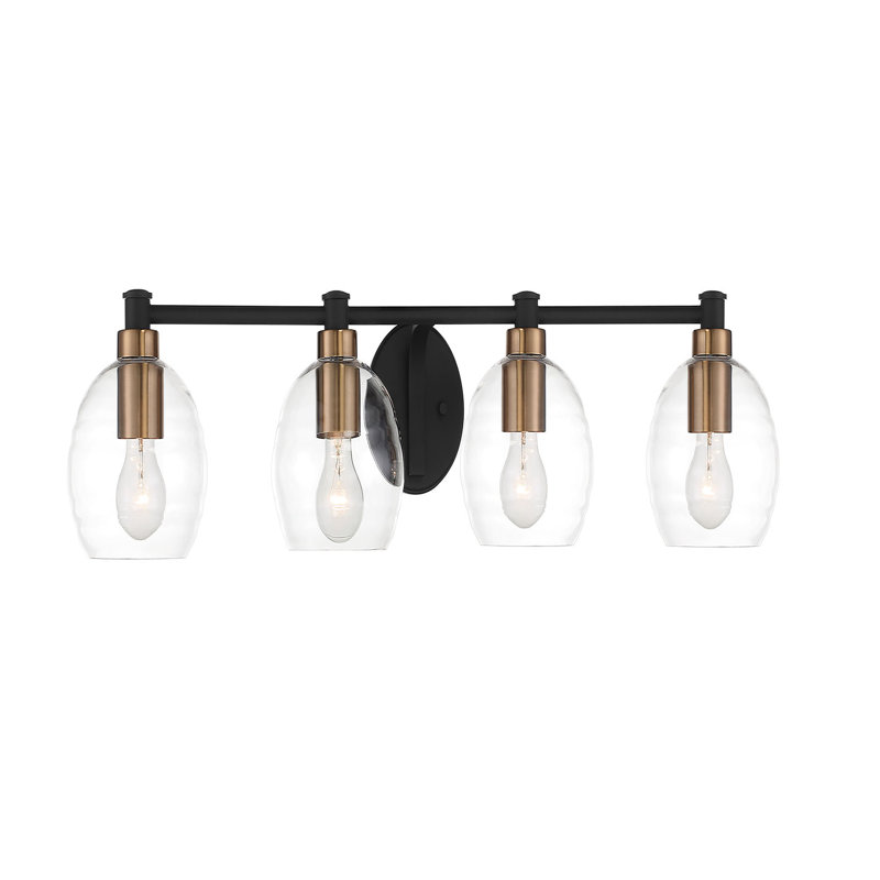 Keyport Sand Coal & Natural Brushed Brass 4-Light Vanity Bath Bar