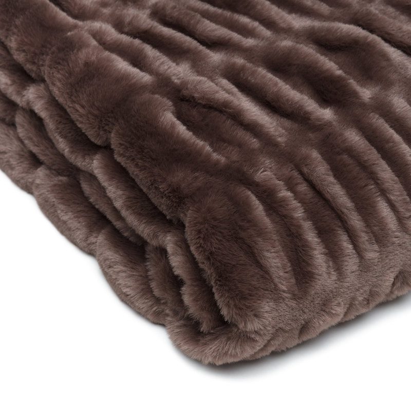 Mocha Faux Fur Reversible Throw Blanket 50x65 Inches